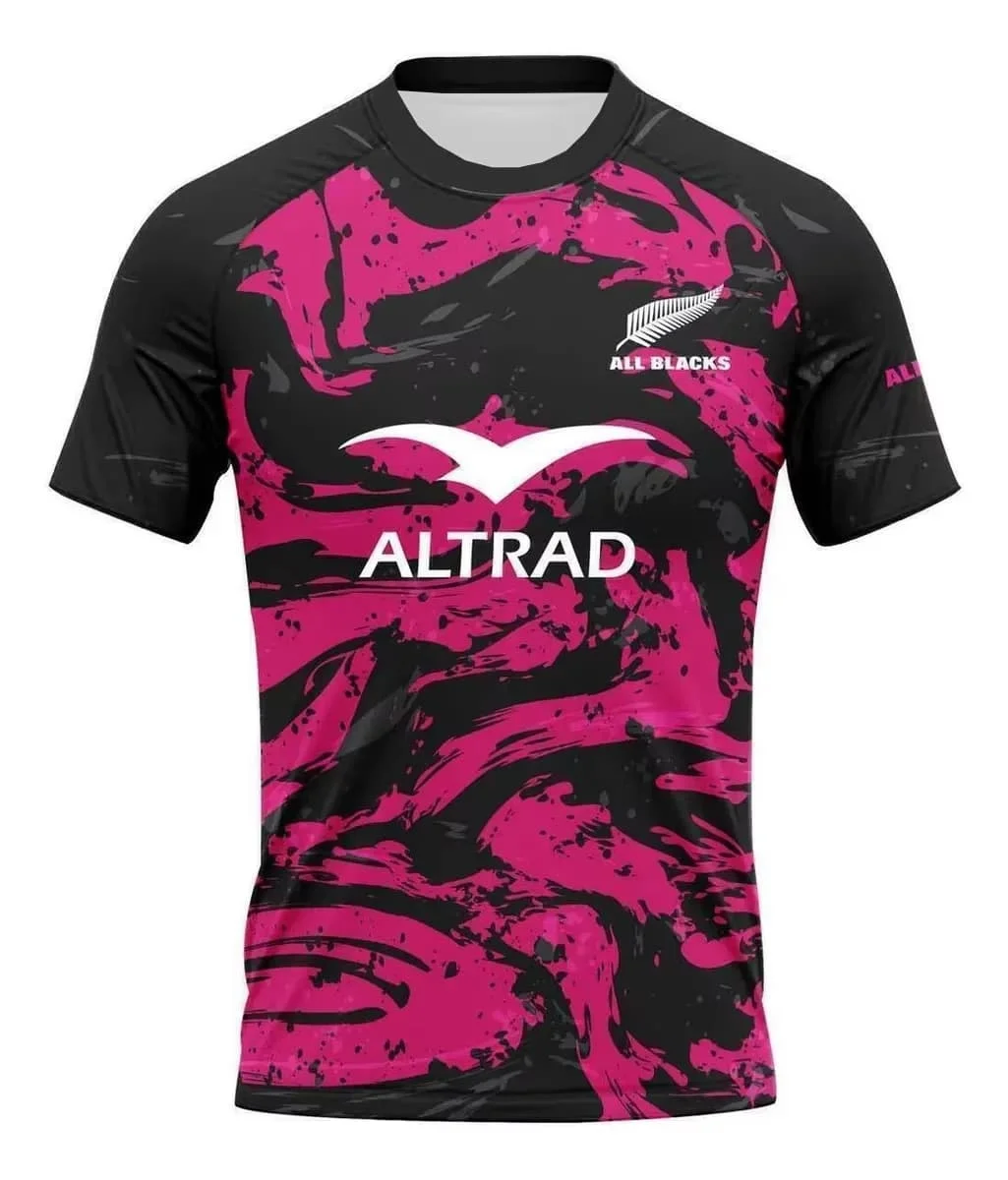 Camiseta de Rugby Masculina 2026 Picton All Blacks Pluma Match T-Shirt Raglan de Secagem Rápida para Esportes ao Ar Livre e Praia