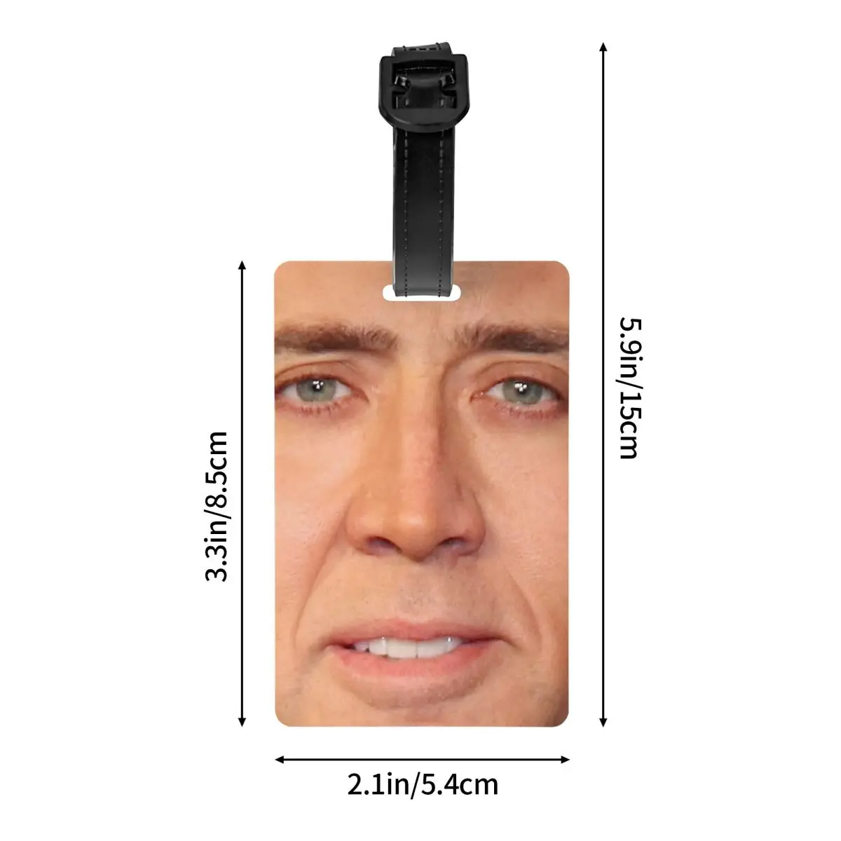 Custom Nicolas Cage Face Luggage Tag With Name Card Funny Meme Privacy Cover ID Label for Travel Bag Suitcase