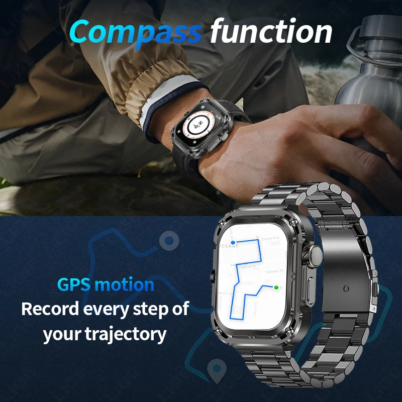 LIGE GPS Tracker Sport Smart Watch da uomo 2.1 "Schermo Ultra HD 460mAH Batteria di grandi dimensioni NFC Orologio Bussola Nuovo Smartwatch esterno 2024