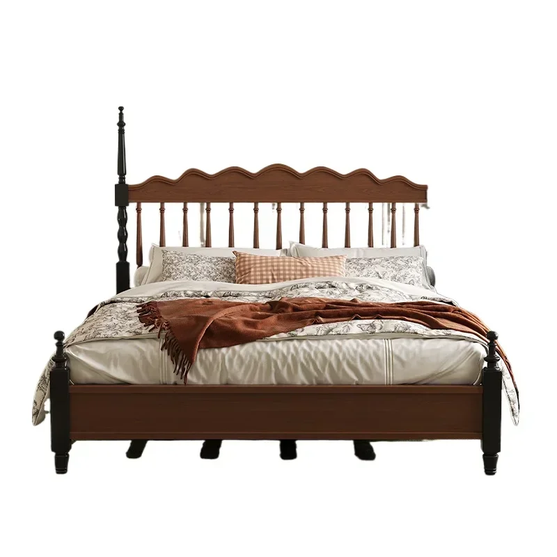 Full Size Bed Frame French Retro Windsor Double Bed Twin Bed Frame Simple Aesthetic Dormitorio Bedroom Furniture