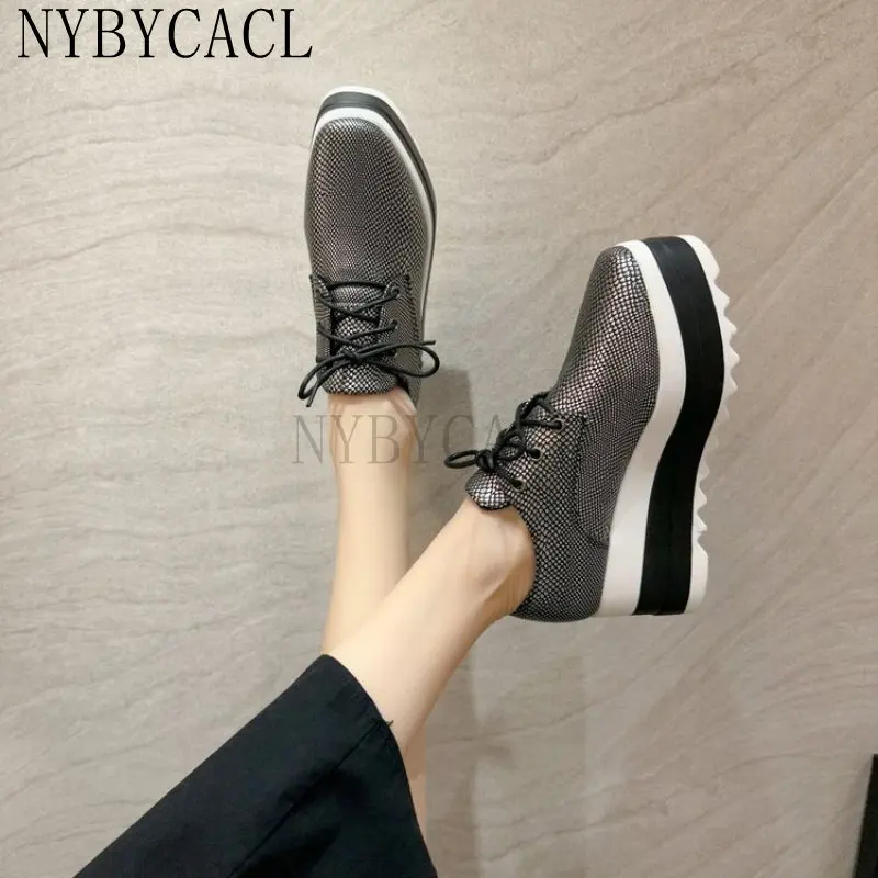 High Quality Genuine Leather Flat Platform Women Shoes Fashion Wedge Casual Woman Luxury Designer Brand Leather Shoes For Women