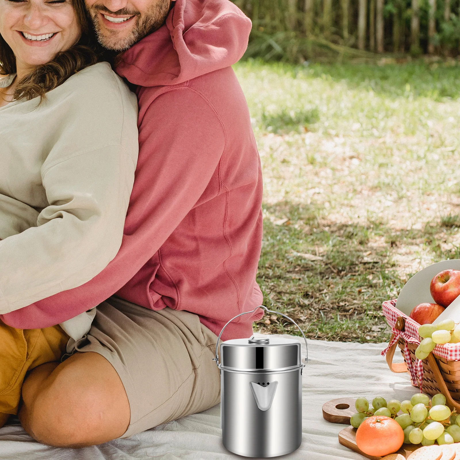 

1Set Stainless Steel Camping Pot Portable Foldable Handle Outdoor Cookware Picnic Hiking Mountaineering Backpacking Pot