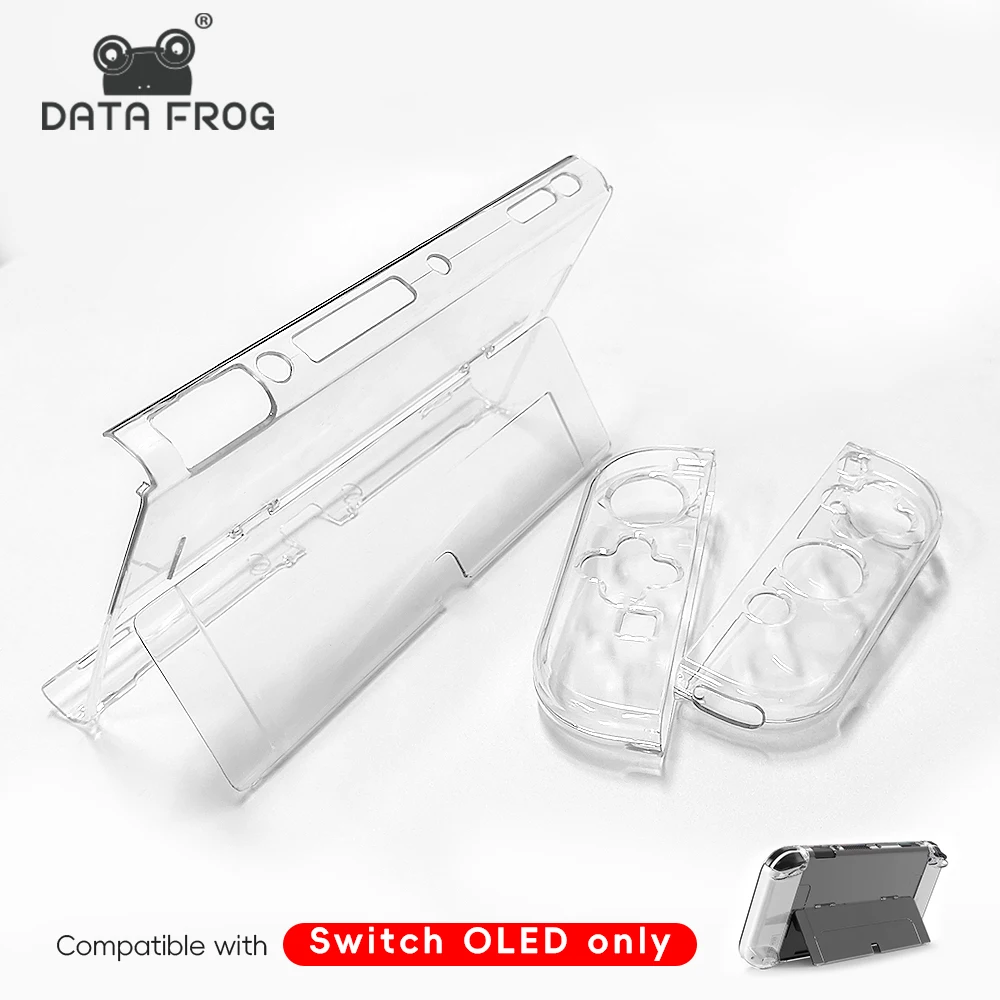 DATA FROG Crystal Shell Protective Case Cover tible-Switch OLED Console Protective Case Game Console Accessories
