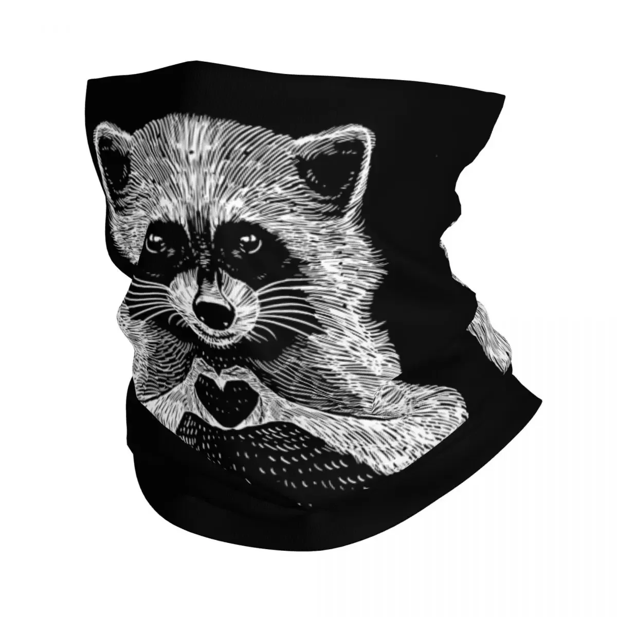 Cute Love Raccoon Bandana Neck Warmer Men Women Winter Ski Hiking Scarf Gaiter Racoon Panda Face Cover