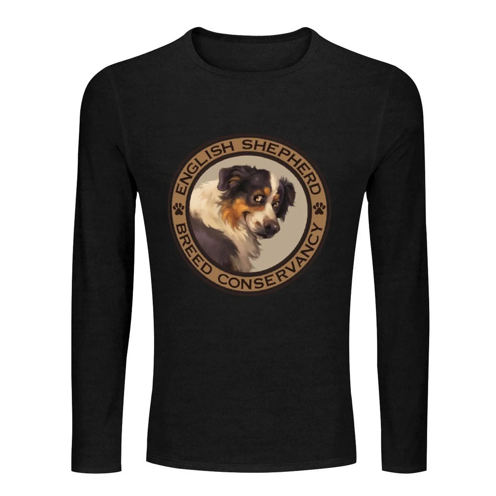 English Shepherd Breed Conservancy Tan Circle- Black Tri Long T-Shirt cute tops T-shirts for men cotton