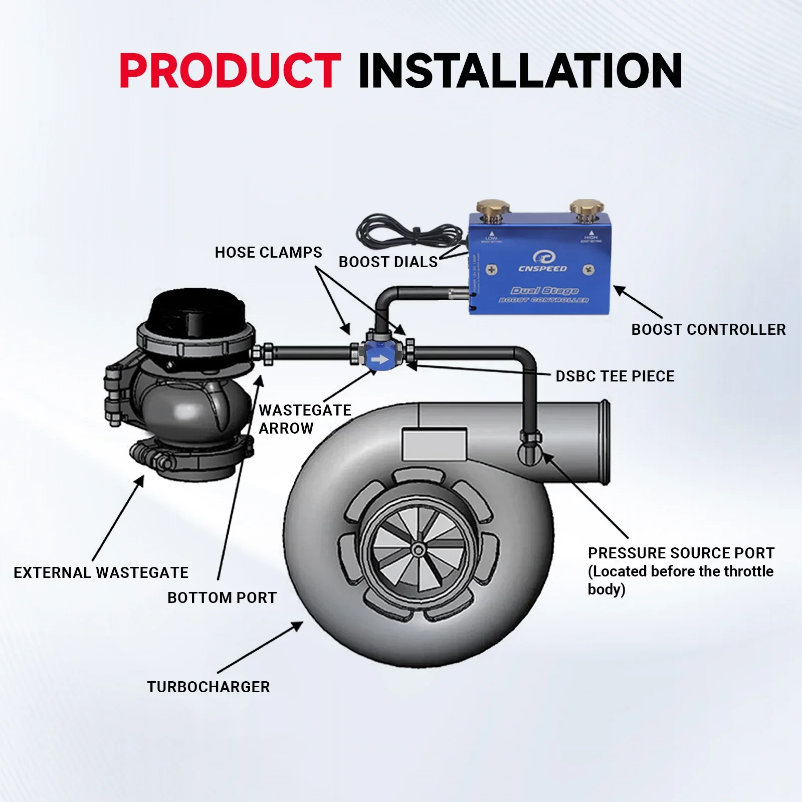 CNSPEED Universal-Turbolader Psi-Boost-Controller-Kit mit Schalter/Hochwertiger Einstellbarer Renn-Turbolader in Blau mit Zweistufiger Elektronik – Detail 4