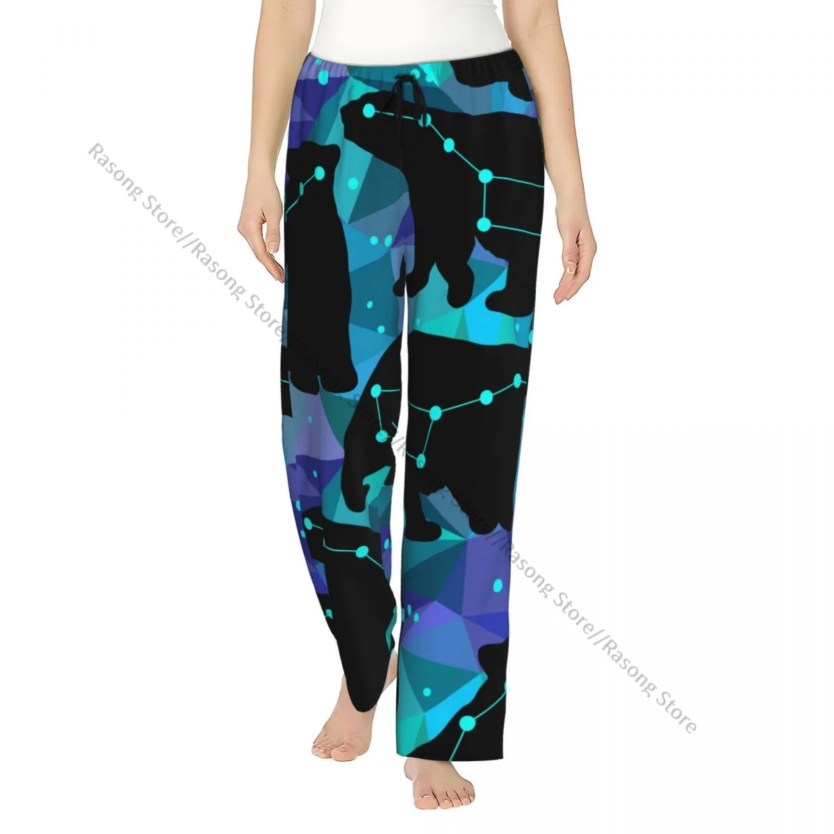 

Warm Women Pajama Pants Geometric Ursa Major And Silhouettes Of The Bears Sleep Bottoms Soft Loungewear
