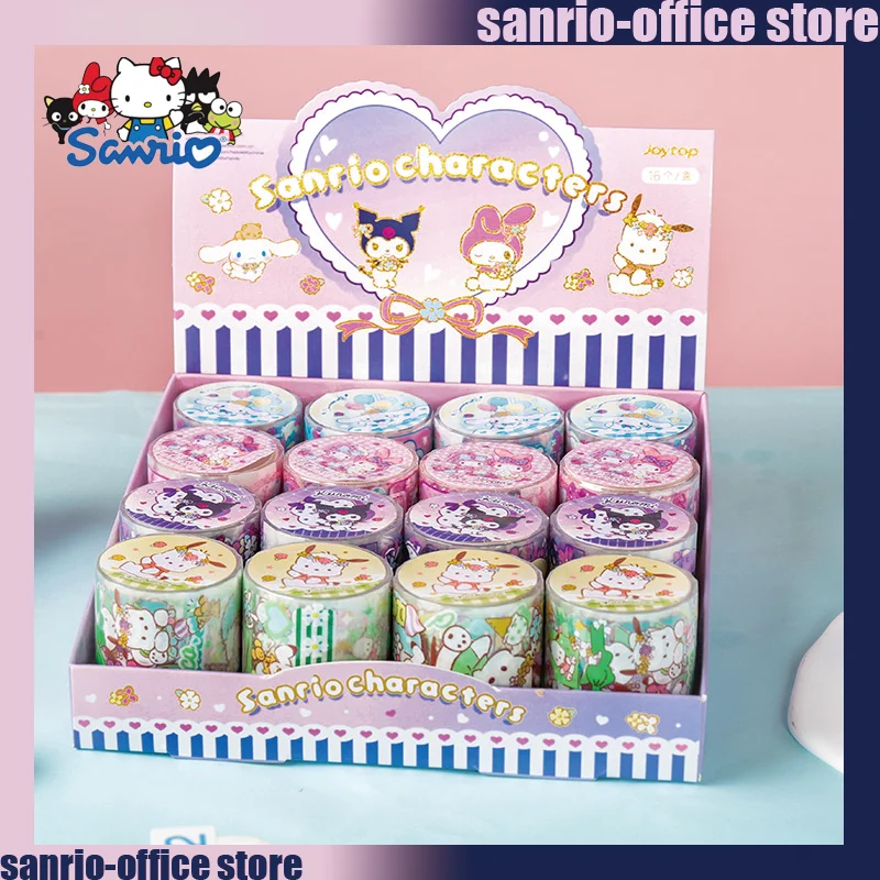 16pcs Sanrio Stationary Stickers Special Oil Tape Cartoon Cinnamoroll Kuromi Sticker Decorative Washi Tape Office Supplies