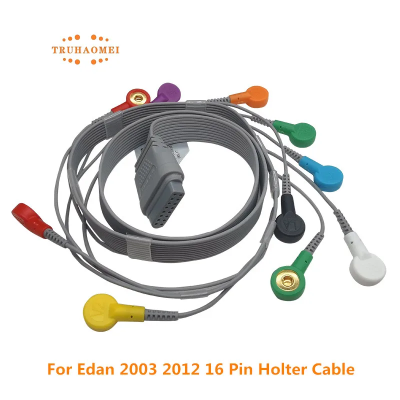 16 Pin ECG 5 Lead 7 Leads 10 Leadwires Snap 4.0 Holter ECG Cable For Edan Holter Recorder SE2003 SE2012