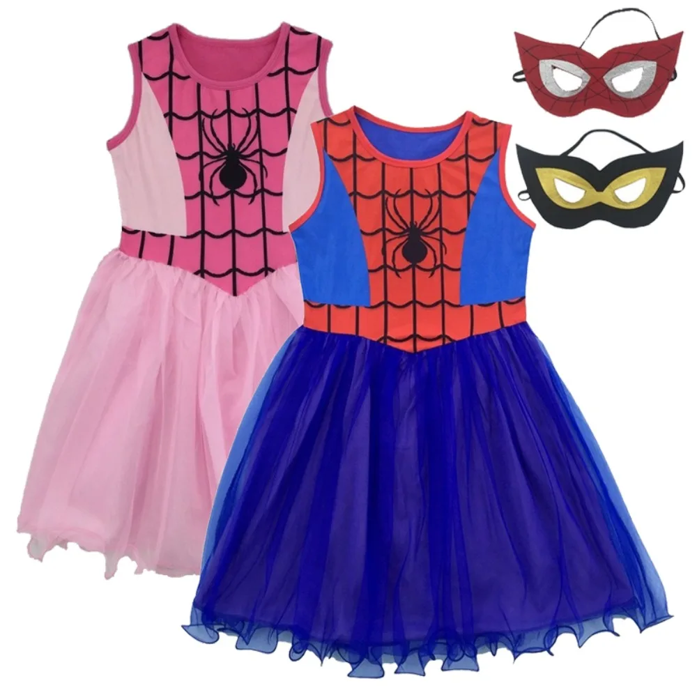 Spiderman Girls Dressed Kids Clothes Cosplay Costume Dress Toddler Christmas Outfits Halloween Little Girls Pink Dress