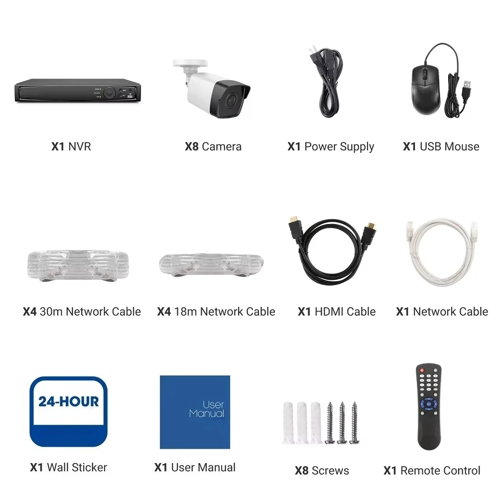 8MP 16 CH PoE NVR Kit Built-in 6TB EXIR 2.0 Night Vision Video System 8pcs Home IP System