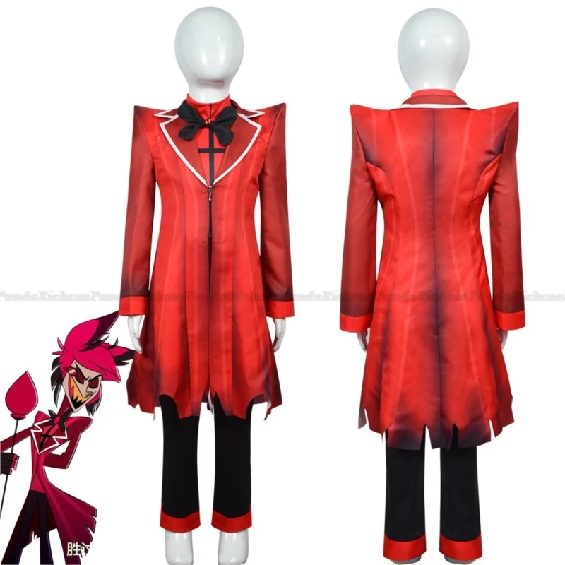 Anime Hazzbin Cosplay Hotel ALASTOR Angel Dust Vox Angel Costume Cosplay da uomo Tuta nera Donna Halloween Vestito da prestazione per bambini