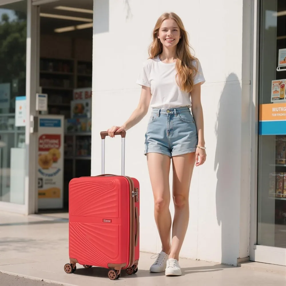 3 Piece Hard Shell Luggage Set with Spinner Wheels, ABS Material, TSA Lock, Carry-On Size 20 Inch Suitcases for Travel