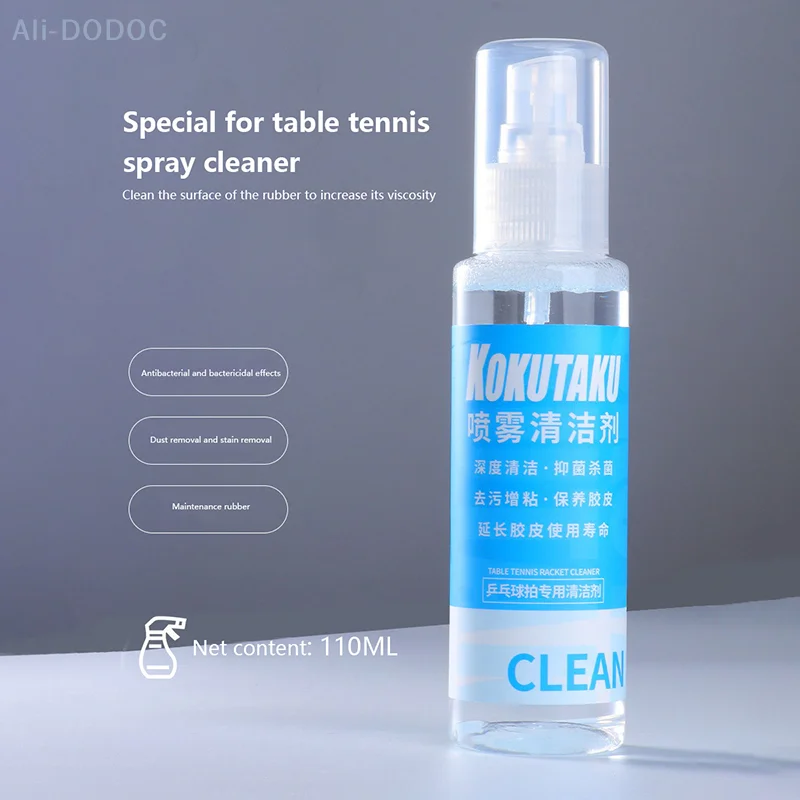 Limpiador de goma para raqueta, limpiador de palos de tenis de mesa, protección de mantenimiento de murciélagos de tenis de mesa, botella de agente en aerosol de 110ml