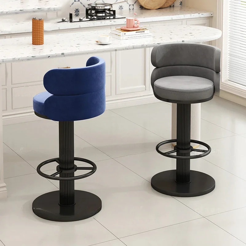 Home Designer Bank Reception Bar Stools High Nordic Backrest Kitchen Counter Stools Modern Island Chair Cadeira Furniture