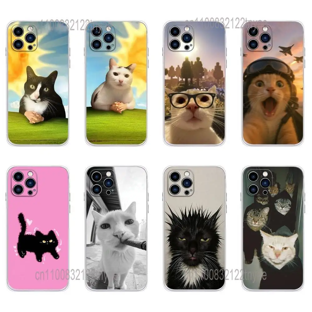 

Cute Cat Meme Phone Case for iPhone 16,15,14,13,12,11 Pro Max IPhone,17,Air,16E Anti-Fingerprint Anti-Shock Rear Cover