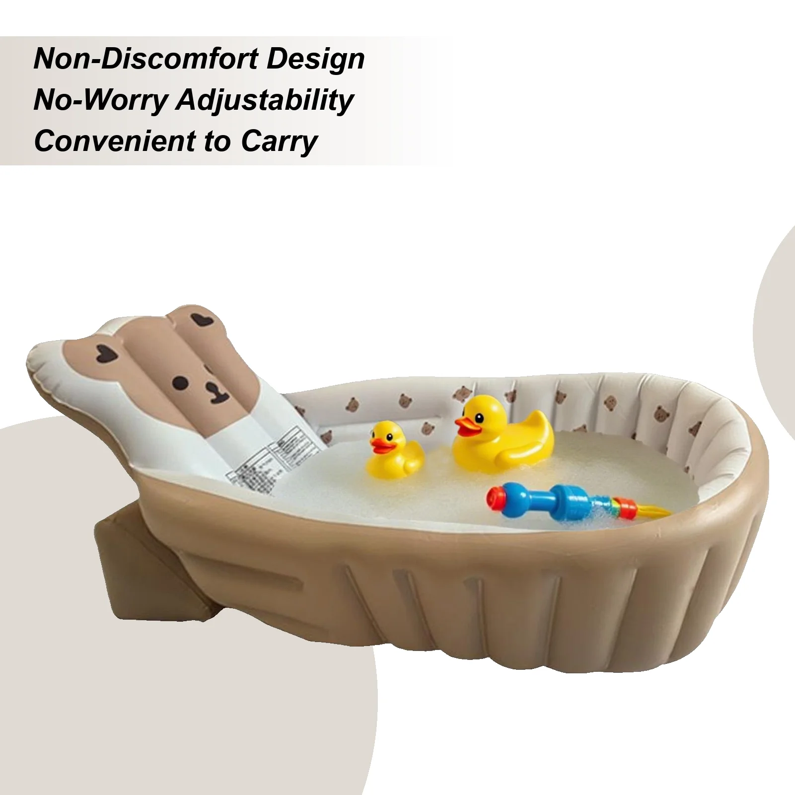 

Baby Bathtub Toddler Wash Tub Bath Seat for Pool Adjustable Bathing Support Seat Foldable Sitting Shower Bathtub for Camping