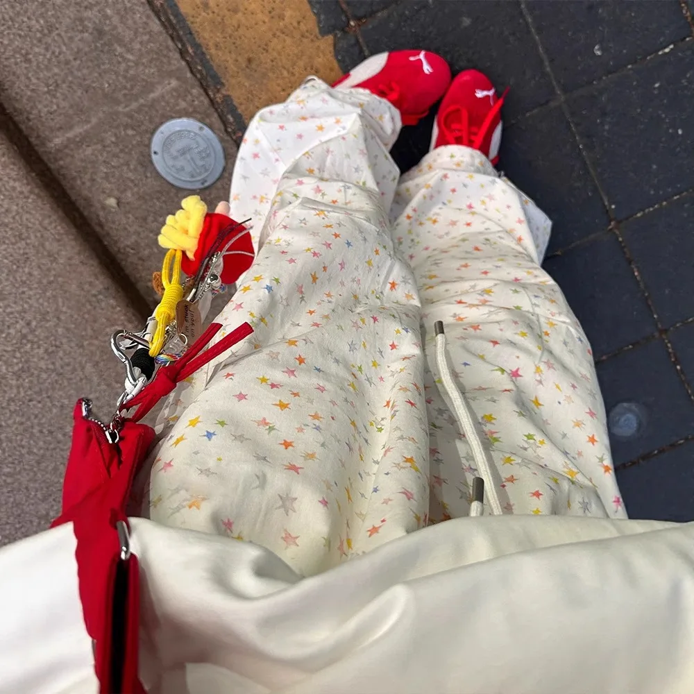 

Женские летние свободные повседневные джинсовые брюки-карго в стиле американского десантника, быстросохнущие, с широкими штанинами, на высокой талии, в горошек