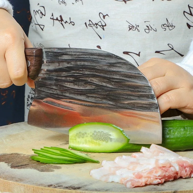 Cuchillo de Carnicero Artesanal Tradicional, Hacha Serbia, Herramienta para Cortar Carne y Verduras, Cuchillo para Cortar Costillas de Cerdo, Hoja Forjada