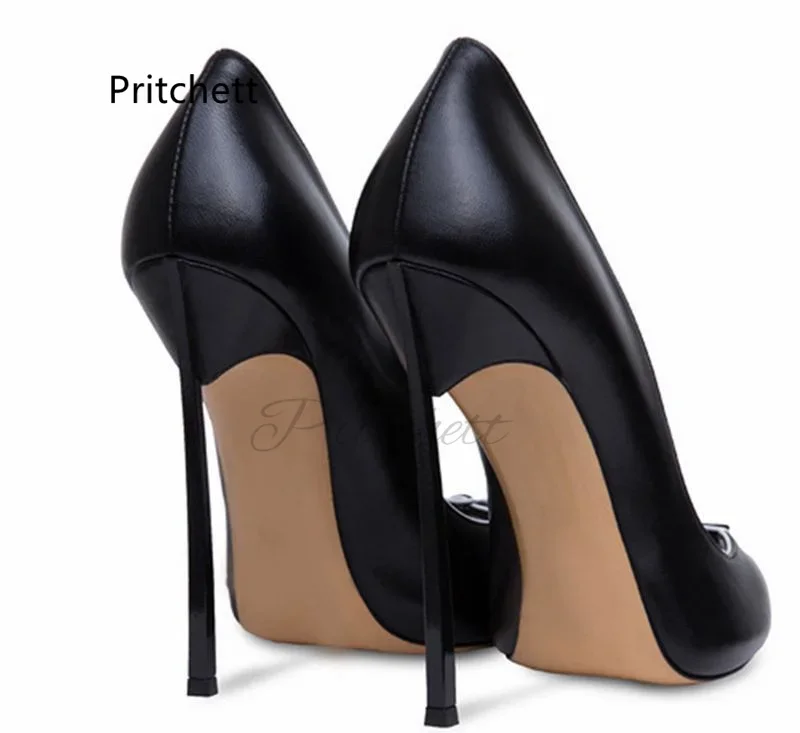 Peep Toe Hollow Super High Heels Women's Pumps Elegant Black White Metallic Heels Runway Party Shoes Lady Stiletto Sandals