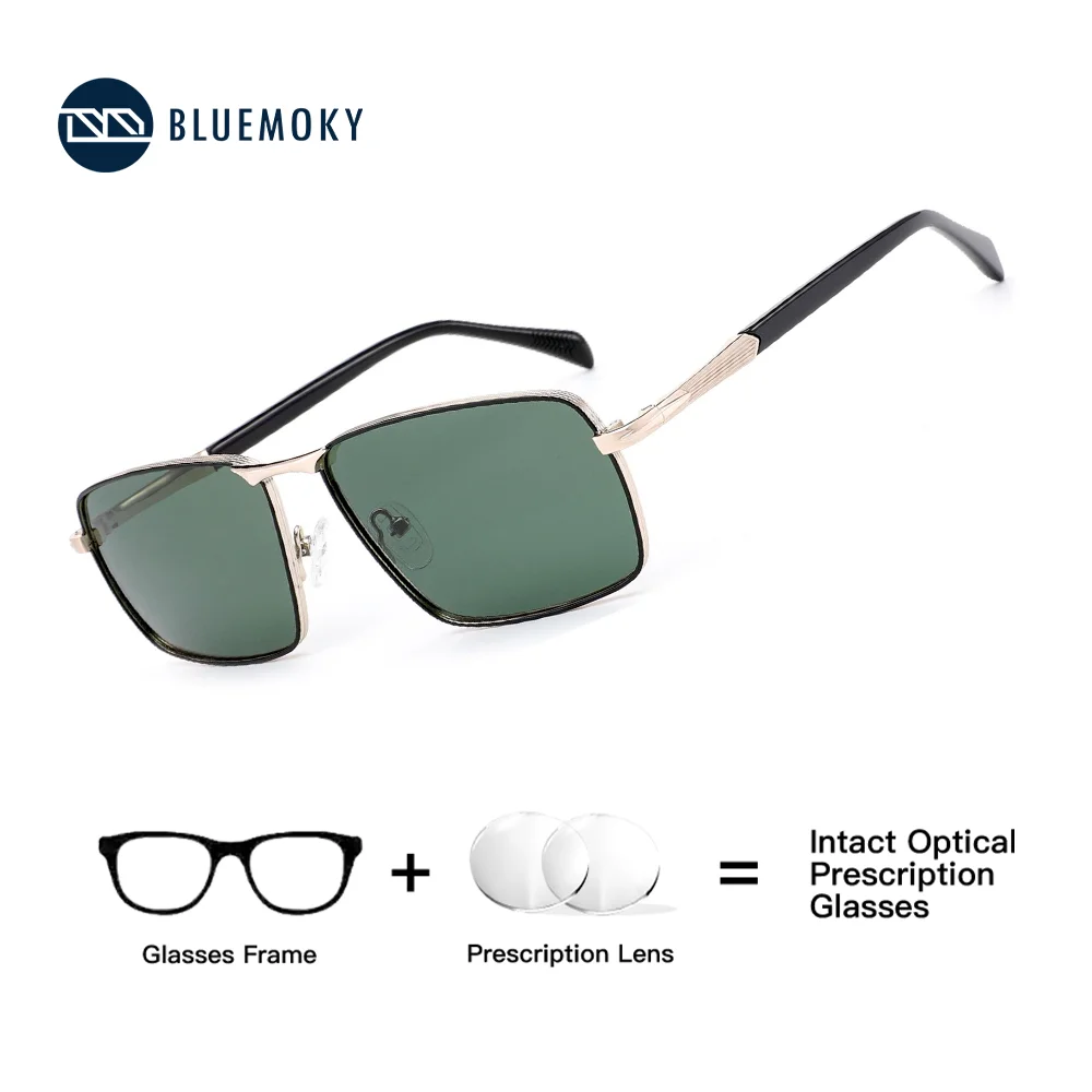 

BLUEMOKY Trendy Myopia Polarized Prescription Sunglasses Men Fashion Metal Uv400 Protection Pilot Corrective Sun Glasses