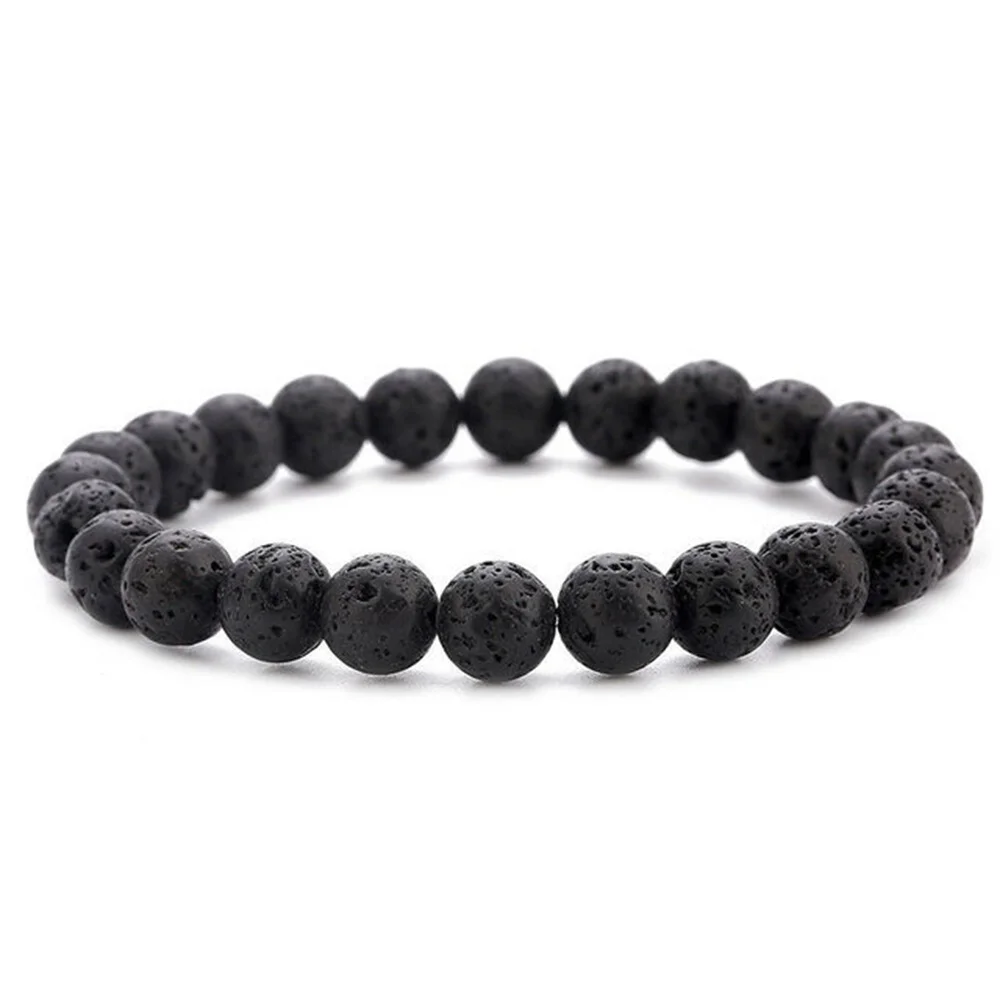 Charm Bracelet Natural Stone Beads 6/8/10mm Volcanic Lava Tiger Eye Beads Elastic Bracelets For Men Women Jewelry Pulsera Hombre