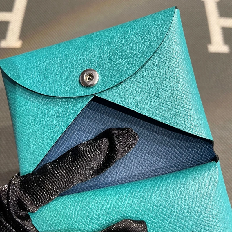 Genuine Leather Key Coin Document Wallet Verona Green Agate Blue Hard Cover Practical Men's Wallet Short Style Leather Goods