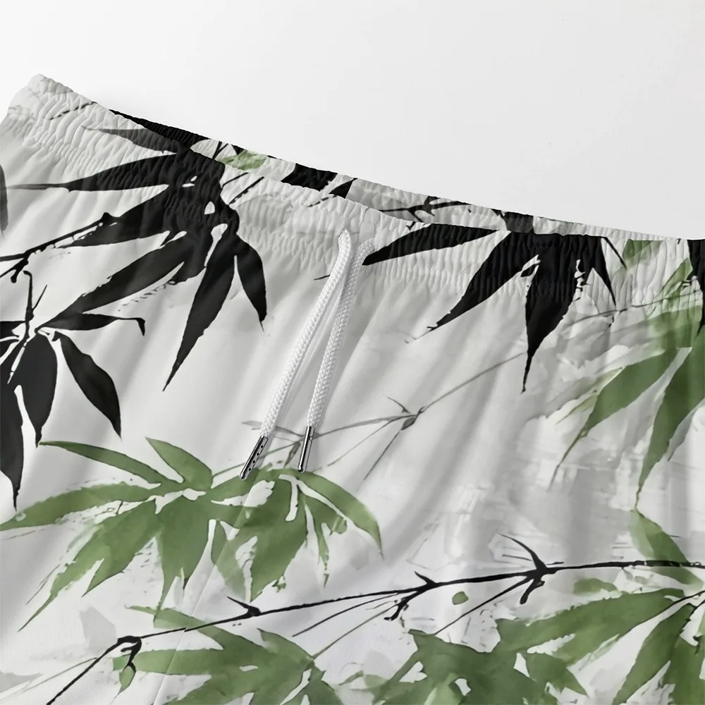 竹林プリントメンズプラスサイズショーツ夏クールシックビーチウェアメンズヒップホップストリートウェアカップルカジュアルオールマッチ 9XL