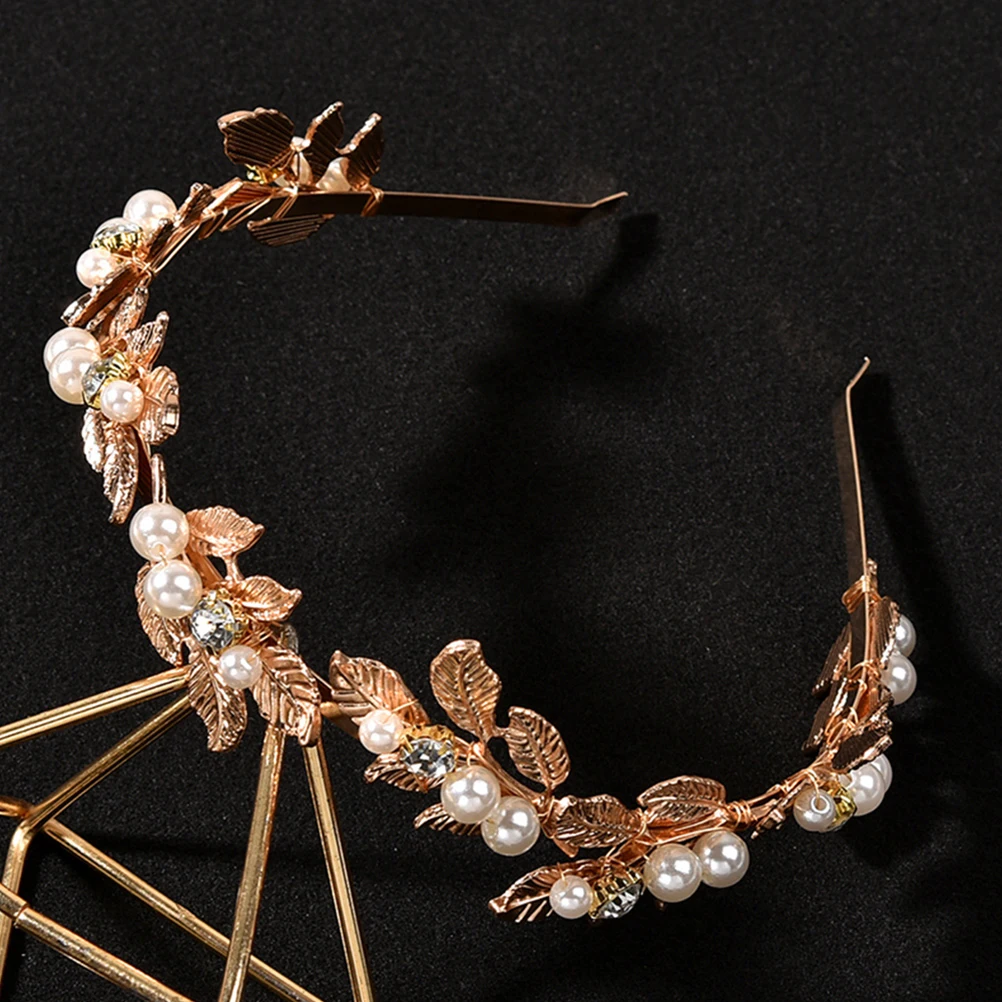 

2 Pcs Wedding Hair Accessories Leaf Vine Headband Rhinestones Flower Crown Bridal Elegant Baroque Durable Lightweight