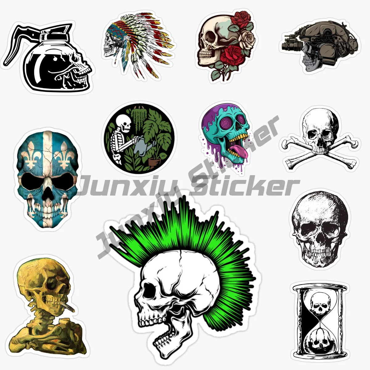 

Skull Car Sticker Funny Colorful Auto Automobile Bumper Camper Yacht Occlusion Exterior Decor Vinyl Self-adhesive PVC Decal