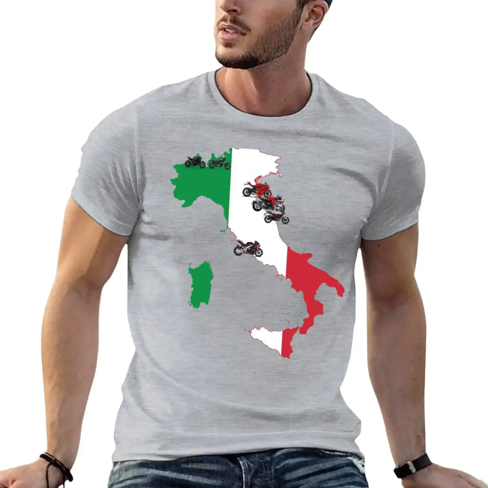 Italienische Motorrad marken auf der Karte von Italien T-Shirt koreanische Mode Vintage Kleidung übergroße T-Shirt Männer