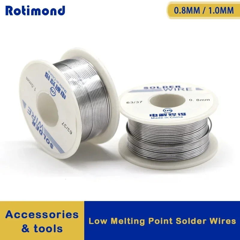 1/2/5pcs Solder Wire 0.8/1.0mm 50g/100g 63/37 Welding Wire 2% Flux Low Melting Point For Electric Soldering Iron