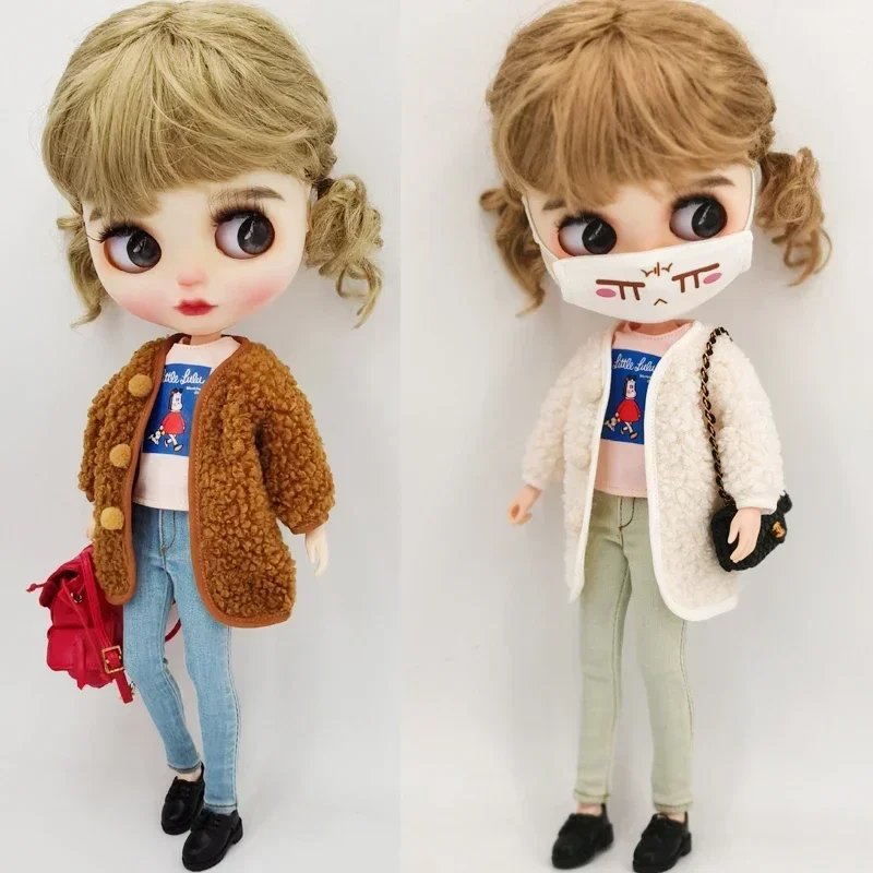 Blythe Doll Clothes Winter Coat for Doll Shoes Boots OB24 Azone Oufits Toys Mask