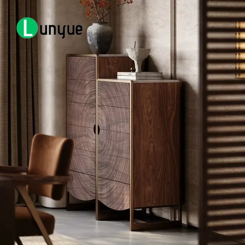 Italian Style Light Luxury Art Carving Solid Wood Multi Layer Locker Living Room Furniture Storage Cabinet Home Decor