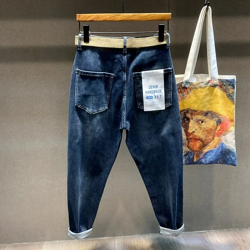 

Korean Fashion 2024 Spring Autumn Harem Jeans Men High Quality Loose All-match Straight Leg Denim Pants Male Jean Trousers Trend
