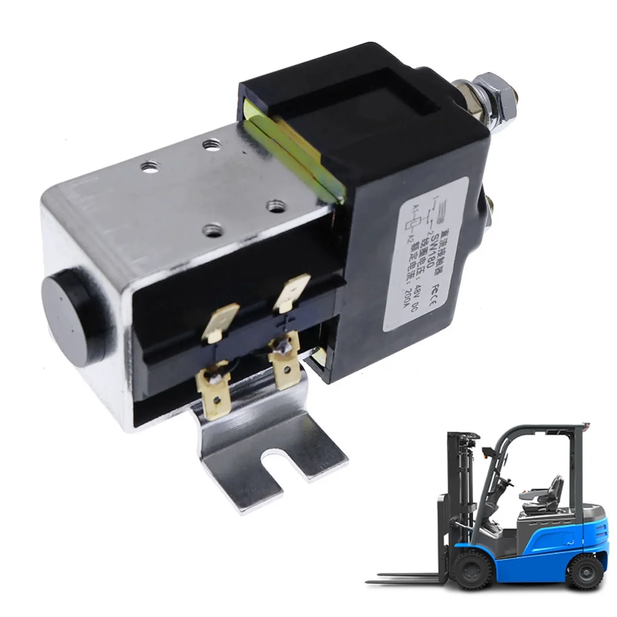 48V Contactor Solenoid Relay for Electric Forklift Vehicle Golf Cart Robot Wagon Replace Albright SW180