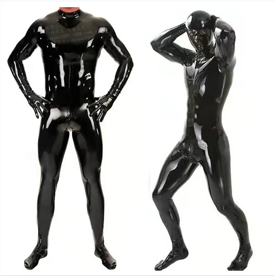 

Sexy Male Wet Look PVC Faux Leather Catsuit Jumpsuit Shiny PU Latex Fetish Erotic Bodysuit Club Zentai Stage Costume