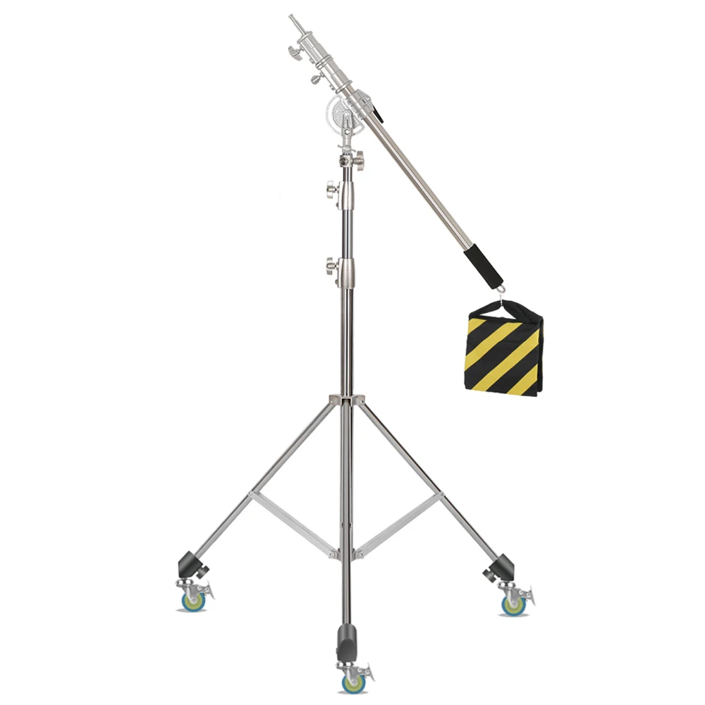 

Photography Stainless Steel Kit Magic Cross Arm 2.9m Light Stand Weight Bag Photo Studio Extension Telescopic Rod 2.49M Length