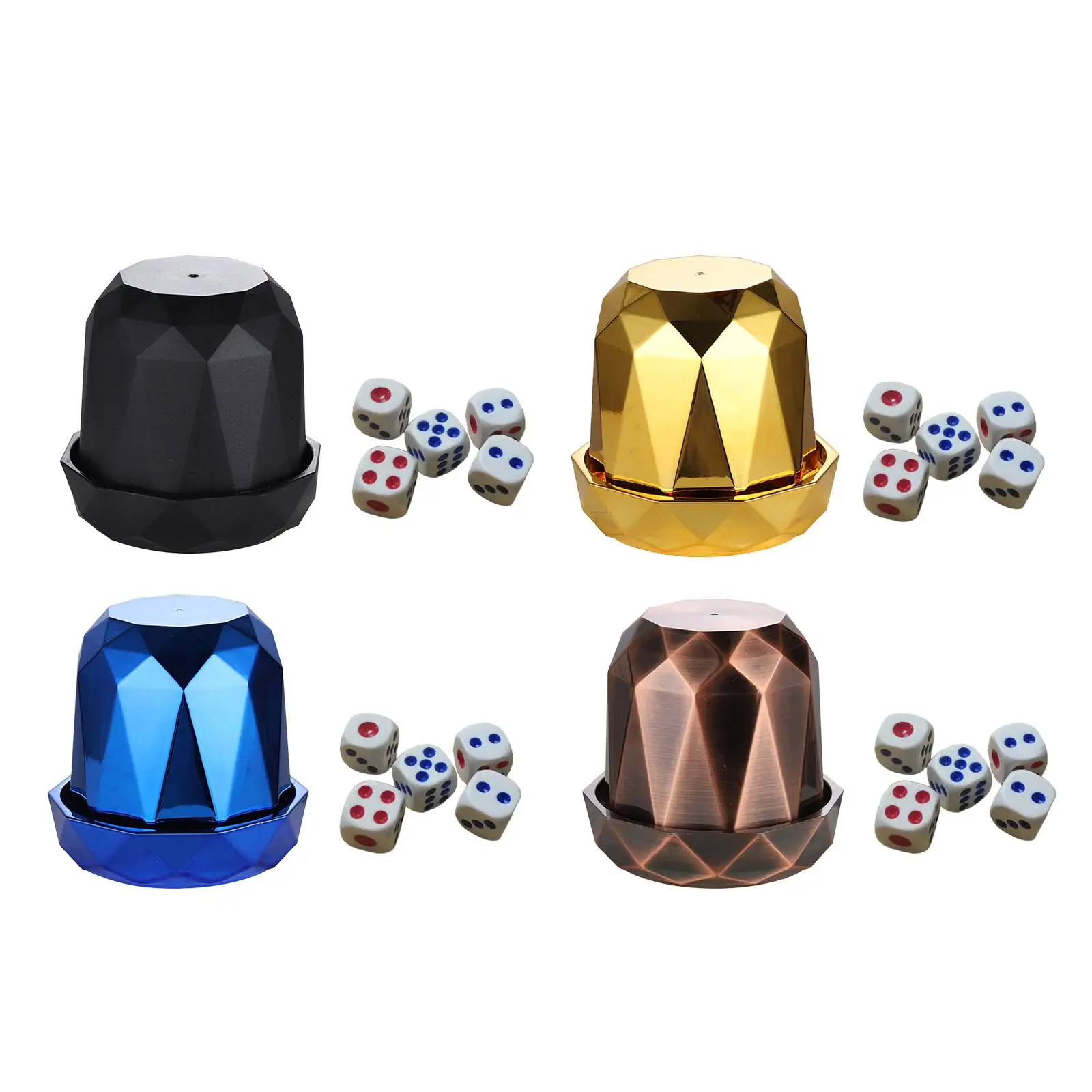 Dice Games Cup Dices Shaked Cup Comfortable Practical Family Dice Games with 5 Dices Hand Feeling Dice Cup Set for Home Bar