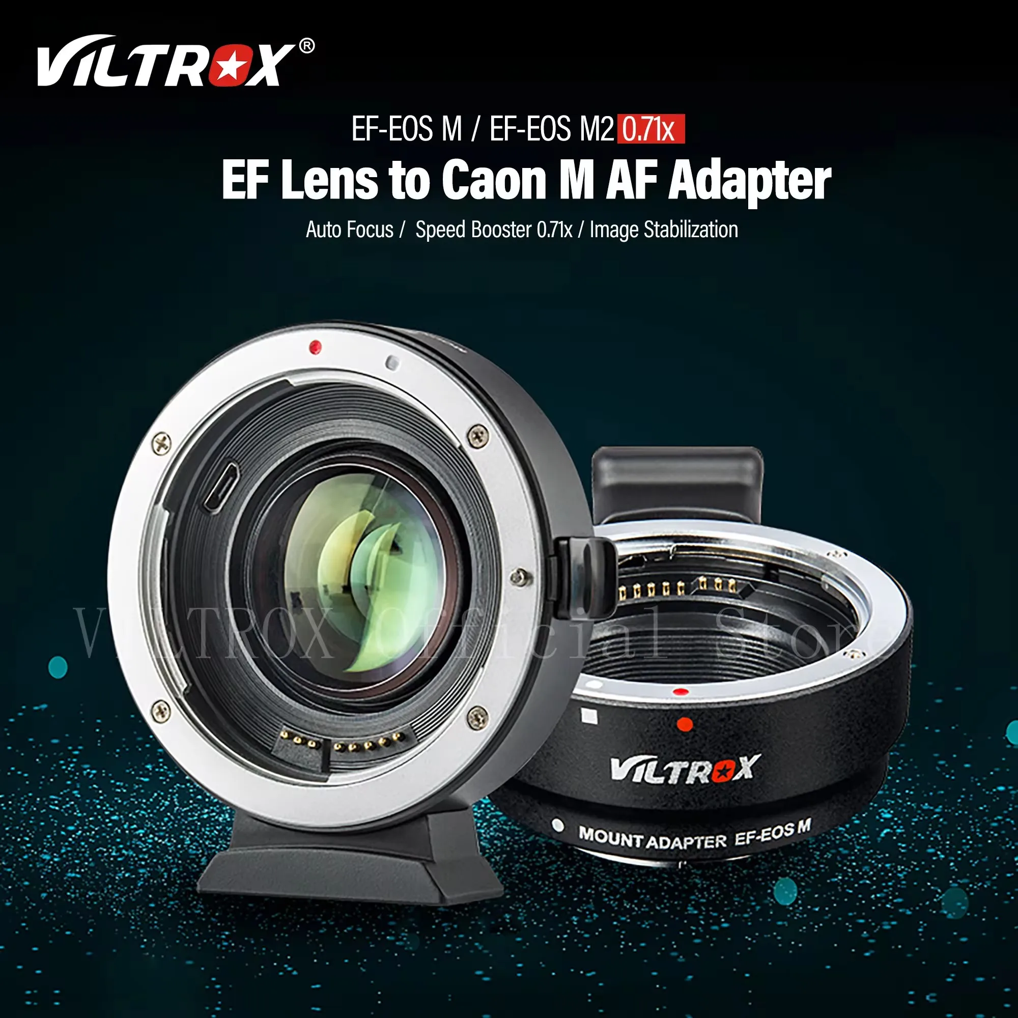 Adapter obiektywu Viltrox EF-EOS M2 Auto Focus 0.71x Reduktor Ogniskowej Speed Booster do Canon EF na aparaty M M6 M200 M50 M5