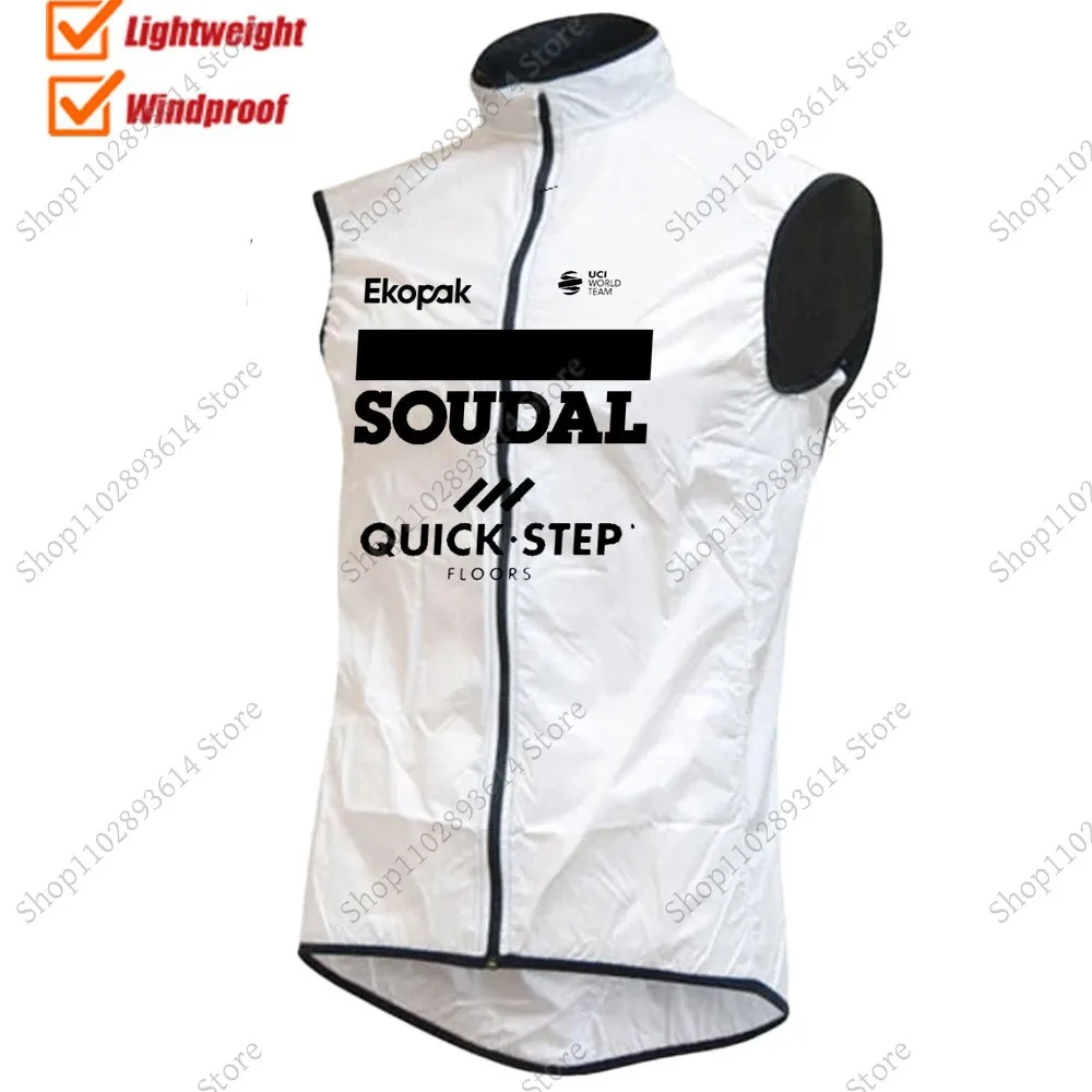 2024 White Soudal Quick Step Team Cycling Vest Windproof Wind Vest Summer Bike Jersey Sleeveless Clothes MTB Ciclismo Maillot