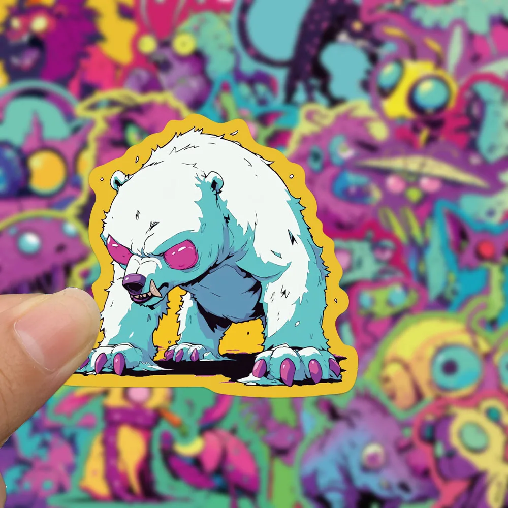 50PCS Colorful Strange Creatures Stickers Funny Cool Animals Decals For Laptop Suitcase Student Tablet Refrigerator DIY Stickers