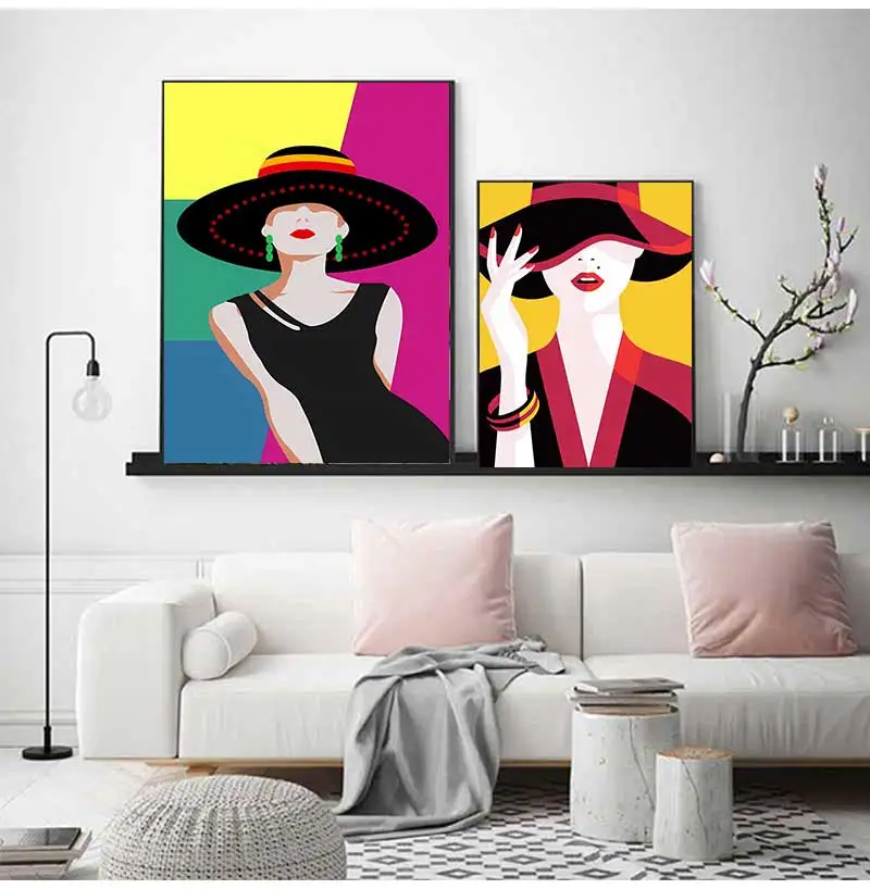 Modern Fashion Figure Model Canvas Paintings, Make Up Wall Art Pictures, POP Poster and Printing for Living Room