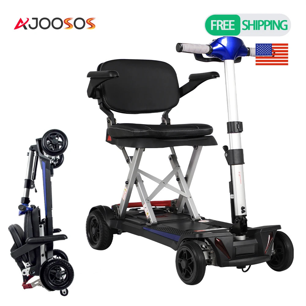 Aluminum Alloy Frame Folding Design Electric Mobility Scooter 4 Wheel Lightweight Portable for Seniors Adults Powered Wheelchair