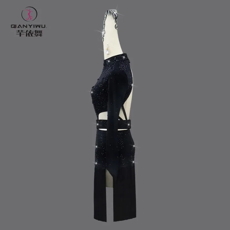 ملابس ممارسة الرقص اللاتينية للنساء فستان رياضي زي قاعة الرقص ملابس المنافسة تنورة فتاة مثير بدلة المسرح حفلة موسيقية 2025