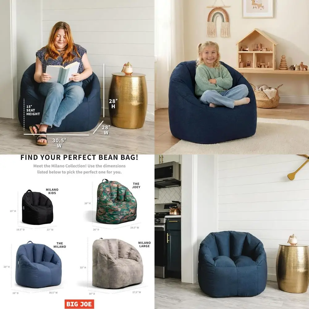 

Кресло-мешок из денима цвета кобальтовой синевы - прочный полиэстер, с возможностью пополнения наполнителя, подходит для детей, подростков и взрослых.