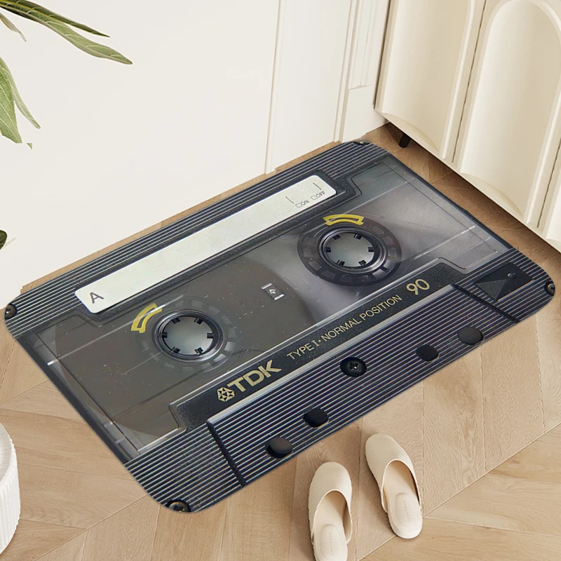 

Carpet for Bedroom Vintage Cassette Music Tape House Entrance Mat Washable Non-slip Kitchen Living Room Rug Home Decorations