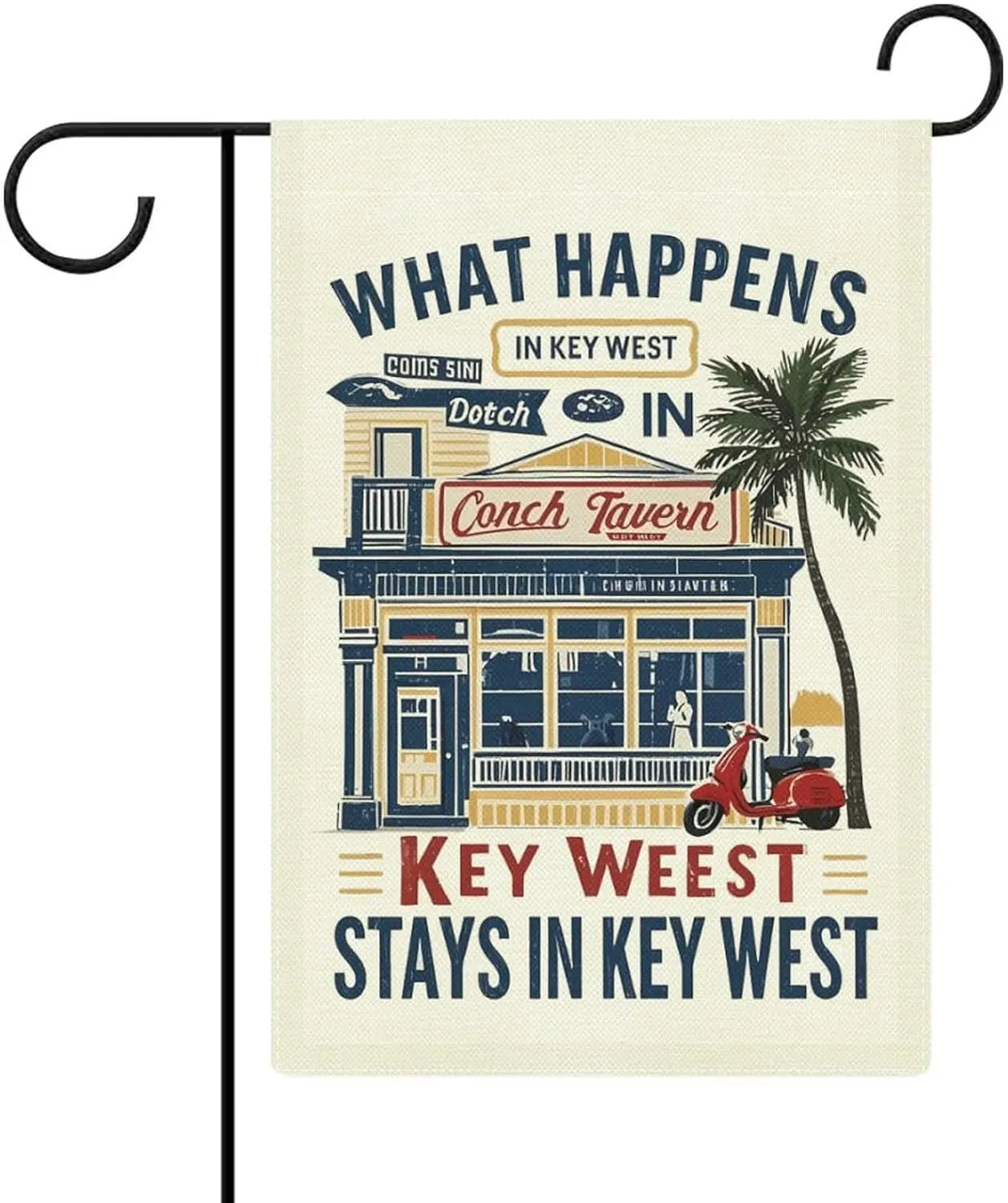 What Happens in Key West Garden Flag Double Sided Small Flag for Outdoor 12x18 Inch Welcome Holiday Decorations AAS
