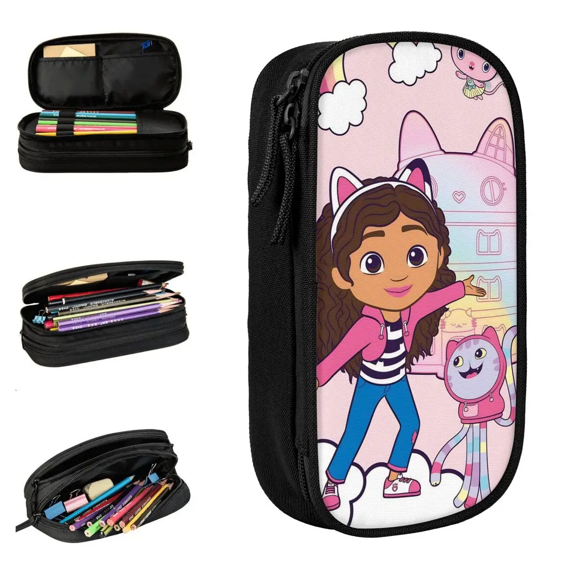 

Милые пеналы для кукольного домика Габби с героями мультфильмов, креативная коробка для ручек, сумки для девочек и мальчиков, большие школьные принадлежности для хранения, косметические пеналы