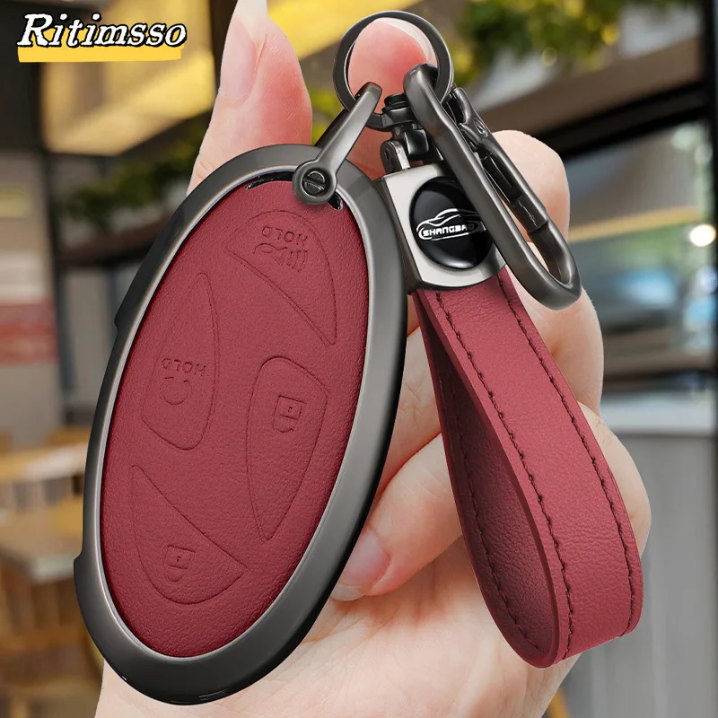 Alloy+Leather Car Key Case Key Cover Shell Fob Holder for New Kona SX2 for Hyundai IONIQ 6 New Grand Prix GN7  Car Accessories